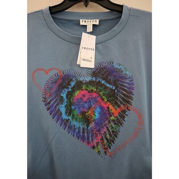 Frayed Jeans Women's Sz XL Coronet Blue Tie Dye Graphic Pullover Sweatshirt - Picture 3 of 11